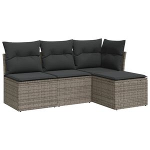 vidaXL 4 pcs conjunto sof&aacute;s de jardim c/ almofad&otilde;es vime PE cinzento