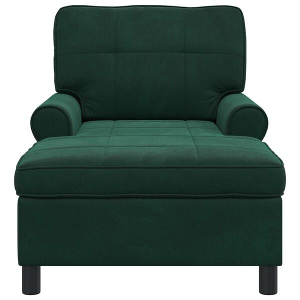 vidaXL Chaise Lounge com almofada Verde Escuro 91 x 157 x 91 cm Veludo
