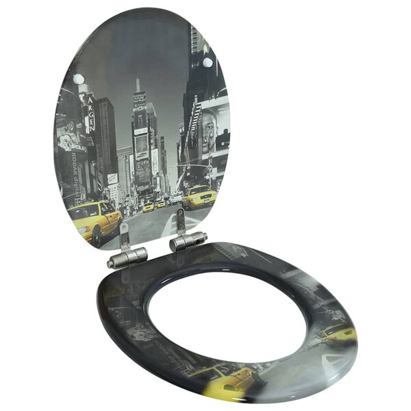 vidaXL Assento sanita c/ tampa de fecho suave MDF design Nova Iorque