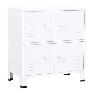 vidaXL Aparador de arruma&ccedil;&atilde;o industrial 75x40x80 cm a&ccedil;o branco