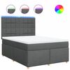 vidaXL Cama com molas/colch&atilde;o 140x190 cm tecido cinzento-escuro