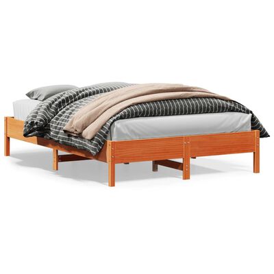 vidaXL Estrutura de cama 140x200 cm madeira pinho maciça castanho cera