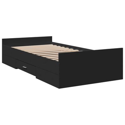 vidaXL Estrutura de cama c/ gavetas 90x200 cm derivados madeira preto