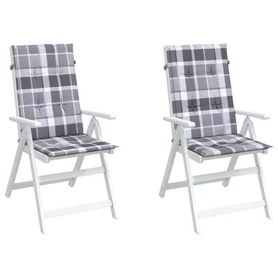vidaXL Almofadões cadeiras altas de jardim 2pcs tecido xadrez cinza