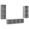 vidaXL 3 pcs conjunto de m&oacute;veis de TV contraplacado cinzento cimento