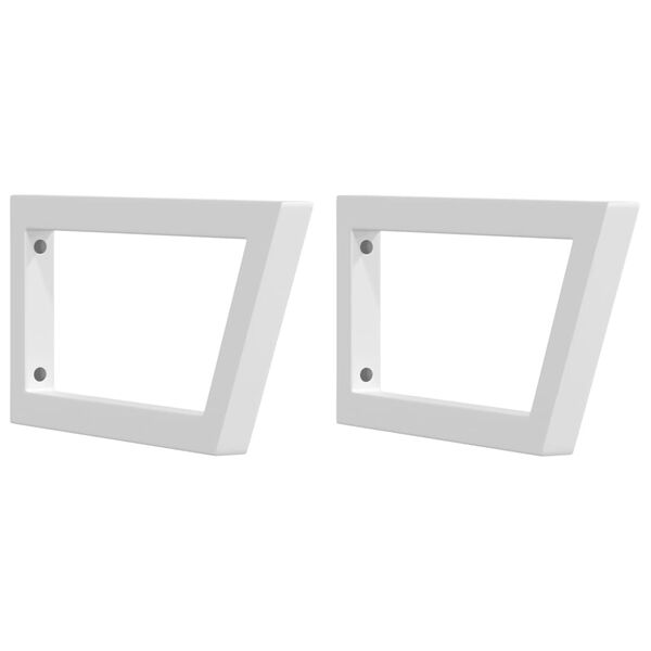 vidaXL Suportes de prateleira p/lavat&oacute;rio 2pcs a&ccedil;o trapezoidais branco