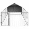 vidaXL Canil exterior para c&atilde;es com corredor 7x2x1,5 m a&ccedil;o galvanizado