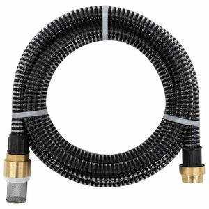 vidaXL Mangueira de suc&ccedil;&atilde;o com conectores de lat&atilde;o 1,1" 3 m PVC preto