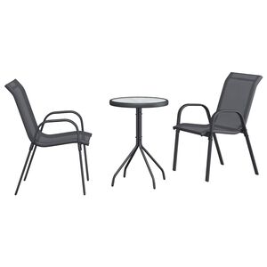 vidaXL Conjunto Bistro de Jardim 3 unid. Cinzeto A&ccedil;o