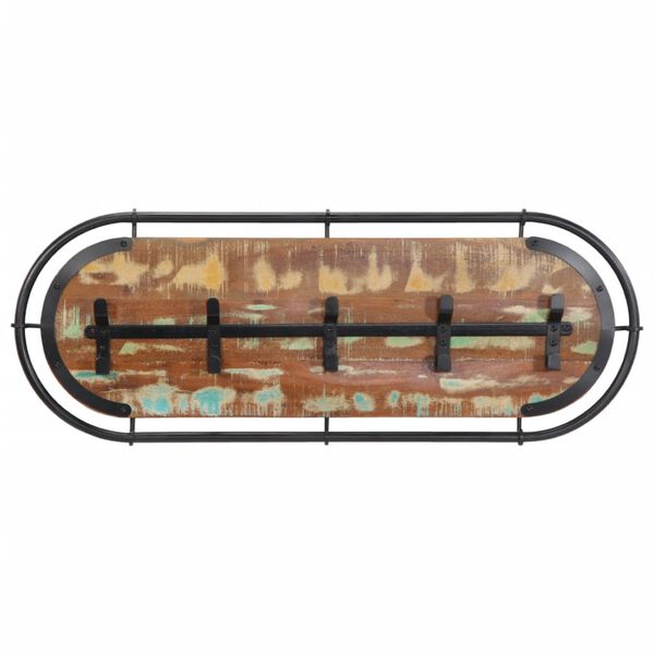 vidaXL Cabide de parede com 5 ganchos madeira recuperada maci&ccedil;a