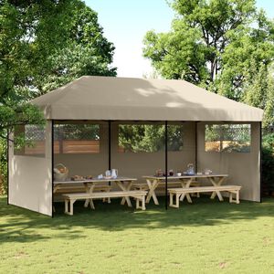 vidaXL Tenda p/ festas pop-up dobr&aacute;vel c/ 3 paredes cinza-acastanhado
