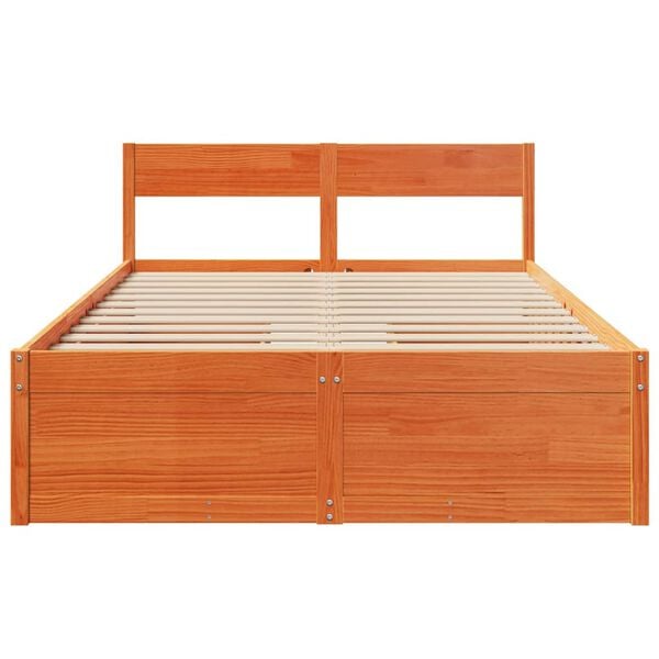 vidaXL Cama sem colch&atilde;o 120x200 cm madeira pinho maci&ccedil;a castanho-mel