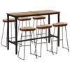 vidaXL 7 pcs conj. de bar madeira de mangueira &aacute;spera maci&ccedil;a e metal