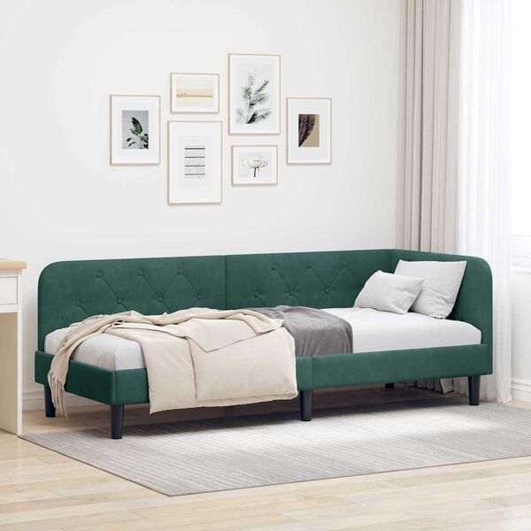 vidaXL Estrutura de Cama de Canto Verde Escuro 80 x 200 cm Veludo