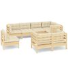 vidaXL 8 pcs conjunto lounge jardim c/ almofad&otilde;es creme pinho maci&ccedil;o