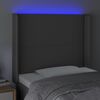 vidaXL Cabeceira cama c/ LED 83x16x118/128cm couro artificial cinzento