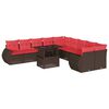 vidaXL Conjunto de sof&aacute; de jardim com 11 pe&ccedil;as e almofadas em rattan sint&eacute;tico marrom