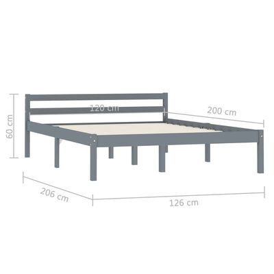 vidaXL Estrutura de cama 120x200 cm madeira pinho maciço cinzento
