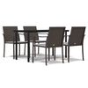 vidaXL 5 pcs conjunto de jantar p/ jardim c/ almofad&otilde;es vime PE e a&ccedil;o
