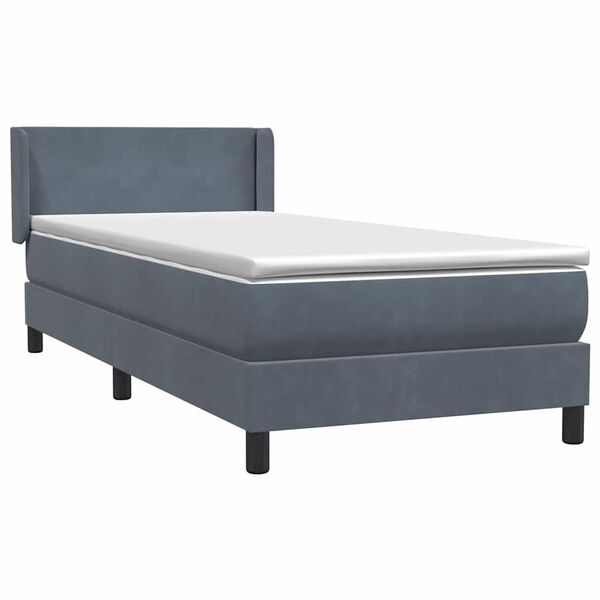 vidaXL Cama com molas/colch&atilde;o cinza-escuro 80x210 cm veludo