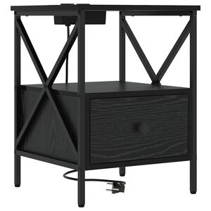 vidaXL Arm&aacute;rio de Cabeceira Carvalho Preto 41,5 x 40,5 x 55 cm