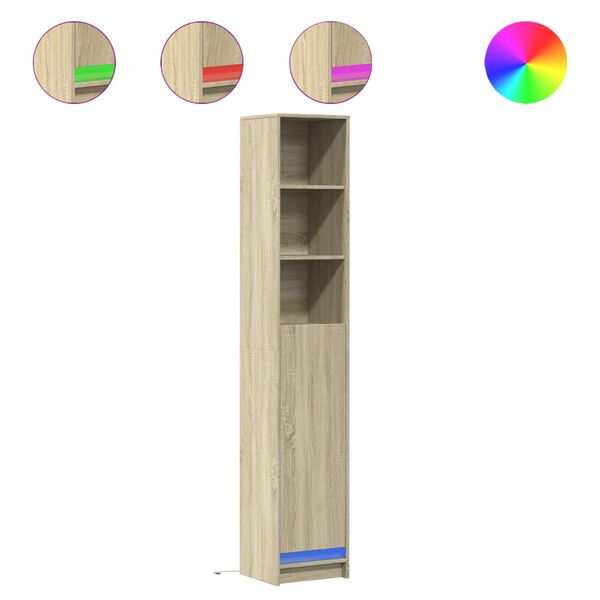 vidaXL Aparador com luzes LED derivados de madeira carvalho sonoma