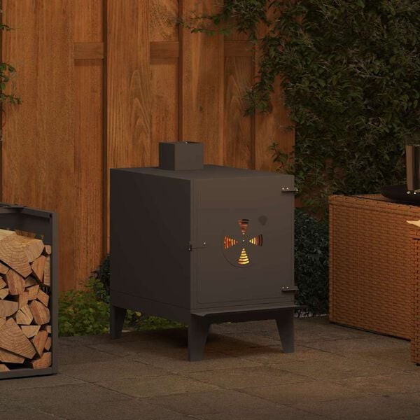 vidaXL Fog&atilde;o de Acampamento Preto 35 x 50 x 60 cm A&ccedil;o laminado a frio