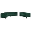vidaXL 3 pcs conj. de sofás chesterfield com rolos veludo verde-escuro