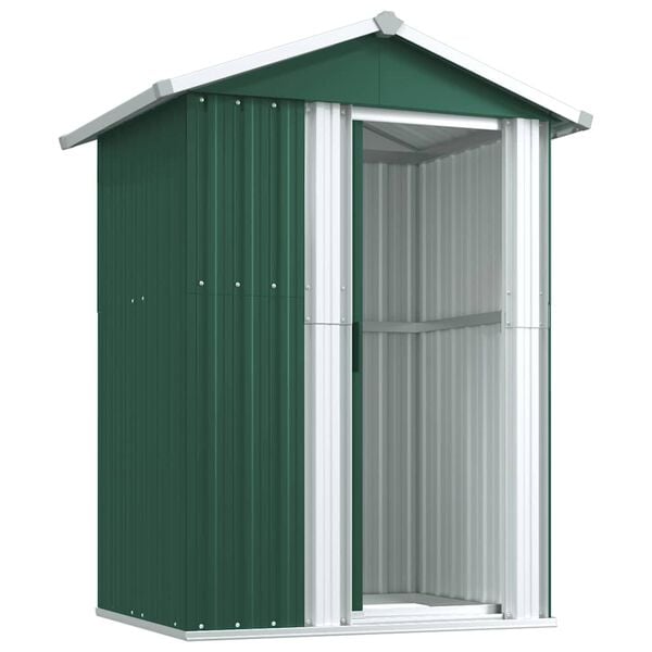 vidaXL Abrigo de jardim 126x97,5x177 cm a&ccedil;o galvanizado verde