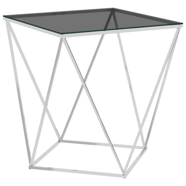 vidaXL Mesa de centro 50x50x55 cm a&ccedil;o inoxid&aacute;vel prateado e preto