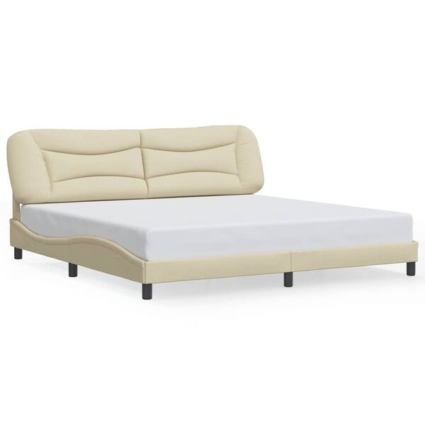 vidaXL Estrutura de cama sem colch&atilde;o Hvar 200x200 cm tecido cor creme