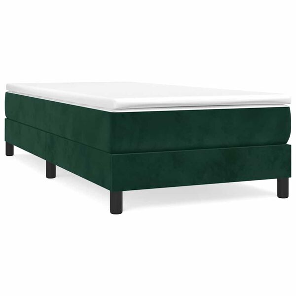 vidaXL Estrutura de cama com molas 100x200 cm veludo verde-escuro