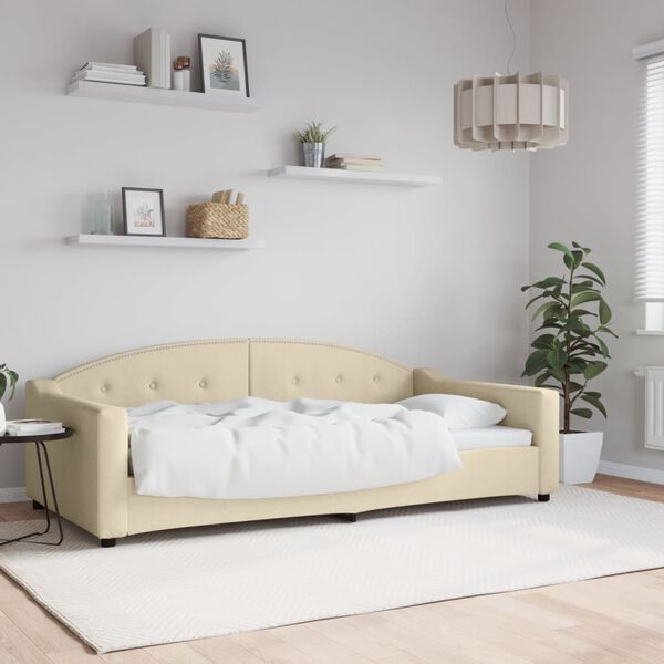 vidaXL Sof&aacute;-cama 100x200 cm tecido cor creme