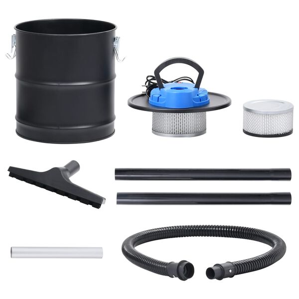 vidaXL Aspirador de cinzas com tubo e escova a&ccedil;o