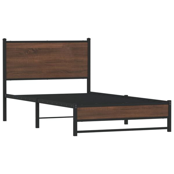 vidaXL Estrutura de cama sem colchão 100x190cm metal carvalho castanho