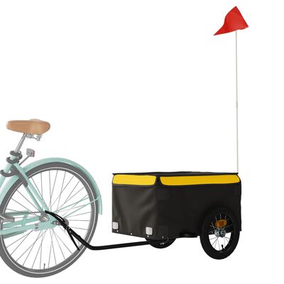 vidaXL Reboque para bicicleta 30 kg ferro preto e amarelo