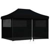 vidaXL Tenda p/ festas pop-up dobr&aacute;vel com 4 paredes laterais preto