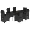 vidaXL 7 pcs conjunto de jantar p/ jardim c/ almofad&otilde;es vime PE preto