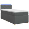 vidaXL Cama Box Spring com Colch&atilde;o e LED Cinzento-Escuro 90 x 190 cm