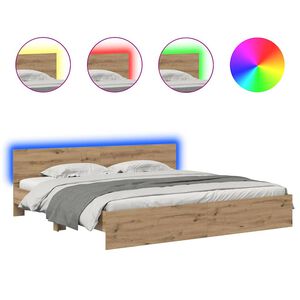 vidaXL Estrutura da Cama com cabeceira Carvalho Artesanal 200 x 200 cm