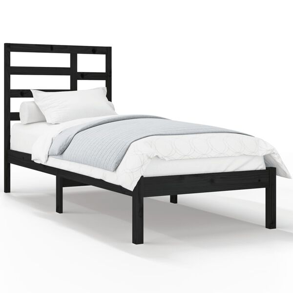 vidaXL Estrutura de cama 100x200 cm madeira maciça preto
