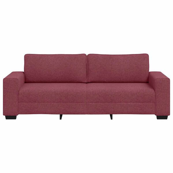 vidaXL Sof&aacute; de 3 lugares tecido 220x77x82 cm vermelho tinto