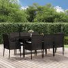 vidaXL 9 pcs conjunto de jantar p/ jardim c/ almofad&otilde;es vime PE preto