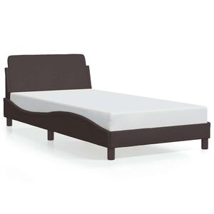 vidaXL Estrutura de cama Dover 100x200 cm tecido castanho-escuro