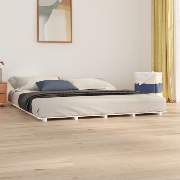 vidaXL Estrutura de cama 200x200 cm madeira de pinho maciça branco