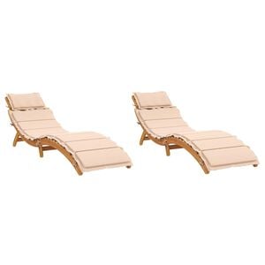 vidaXL Espregui&ccedil;adeiras c/ almofad&otilde;es 2 pcs madeira ac&aacute;cia maci&ccedil;a bege