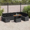 vidaXL Conjunto de Sof&aacute; de Jardim 9 pcs Preto Rattan Sint&eacute;tico