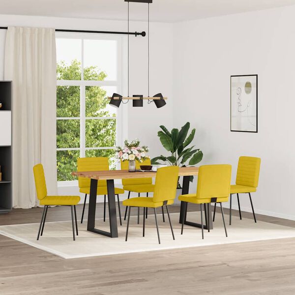 vidaXL Cadeiras de jantar 6 pcs veludo amarelo