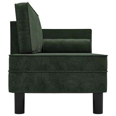 vidaXL Chaise longue com almofadões e rolo veludo verde-escuro