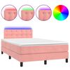 vidaXL Cama box spring c/ colch&atilde;o/LED 120x200 cm veludo rosa